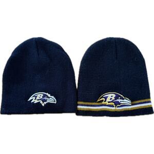 NFL Team Baltimore Ravens Beanie Hats (2) Unisex One Size Black NFL Football